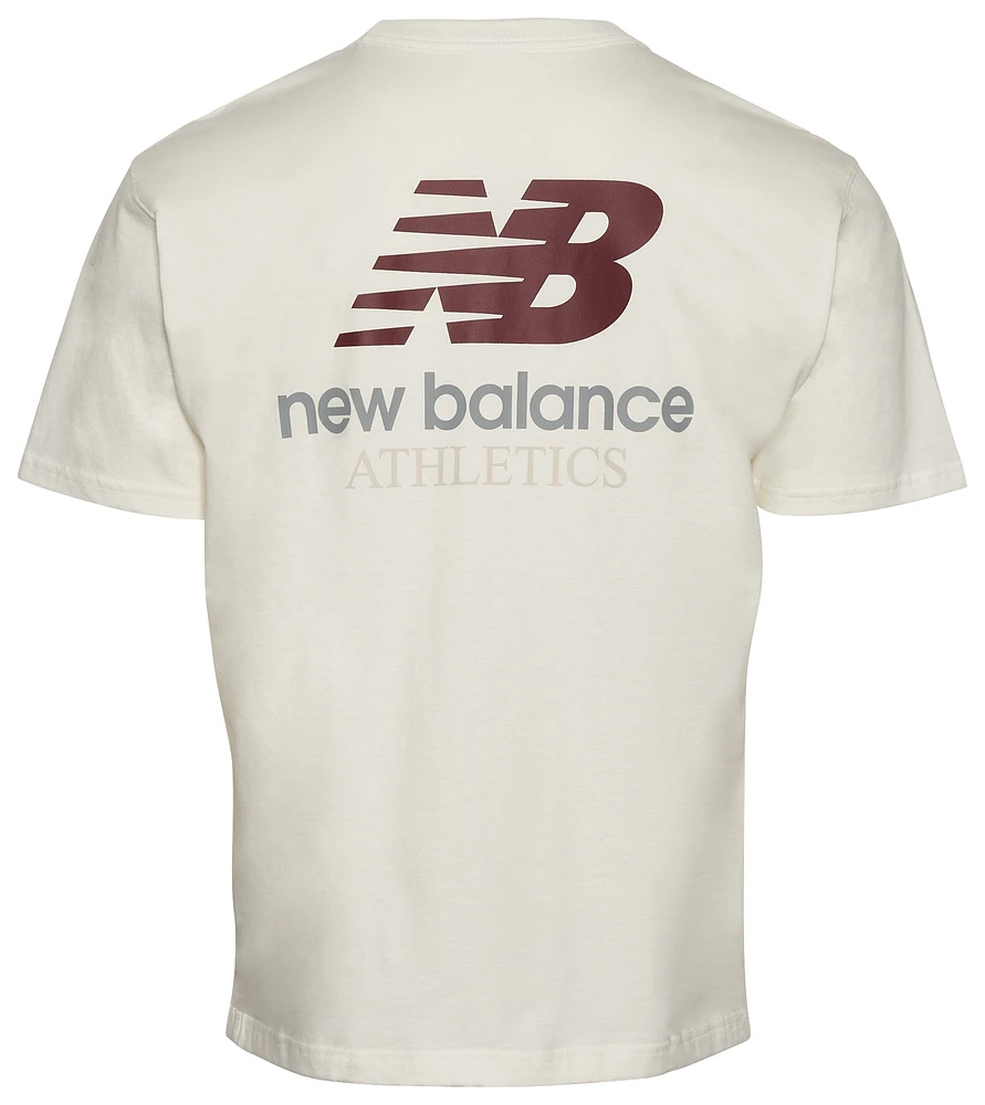 New Balance Mens New Balance Athletics Graphic T-Shirt - Mens White/Multi Size M