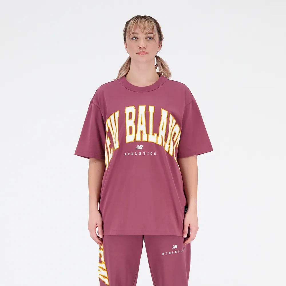 New Balance Mens New Balance Uni Big Font T-Shirt - Mens Maroon/White Size U5
