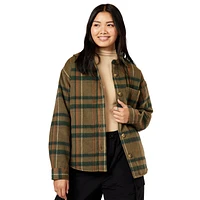 Cozi Womens Scala Woven Shacket - Olive Plaid