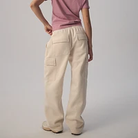 Cozi Womens Wide Leg Cargo Pants - White