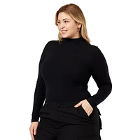 Cozi Womens Mock Neck Bodysuit - Ultra Black