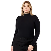 Cozi Womens Mock Neck Bodysuit - Ultra Black