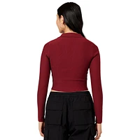 Cozi Womens Perfect Ribbed Long Sleeve Polo