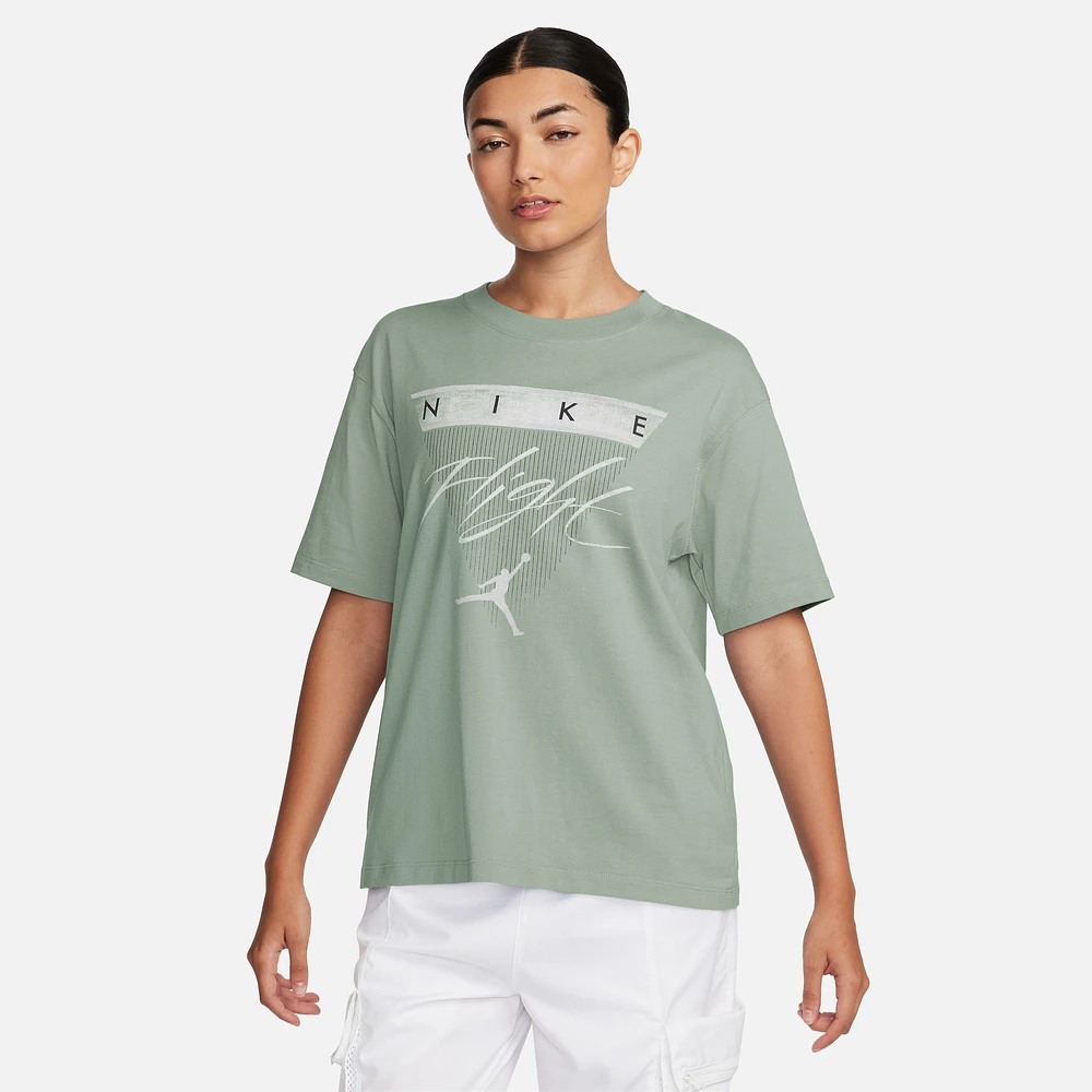 Jordan Womens Jordan GF Graphic Flight Short Sleeve T-Shirt - Womens Barely Green/Jade Smoke Size S