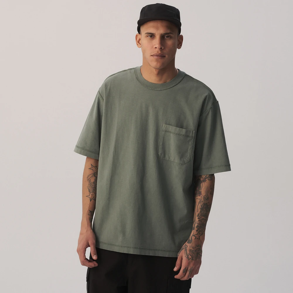 LCKR Mens Reverse Heavy Weight Pocket T-Shirt