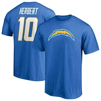 Fanatics Mens Justin Herbert Chargers Icon Name & Number T-Shirt - Blue