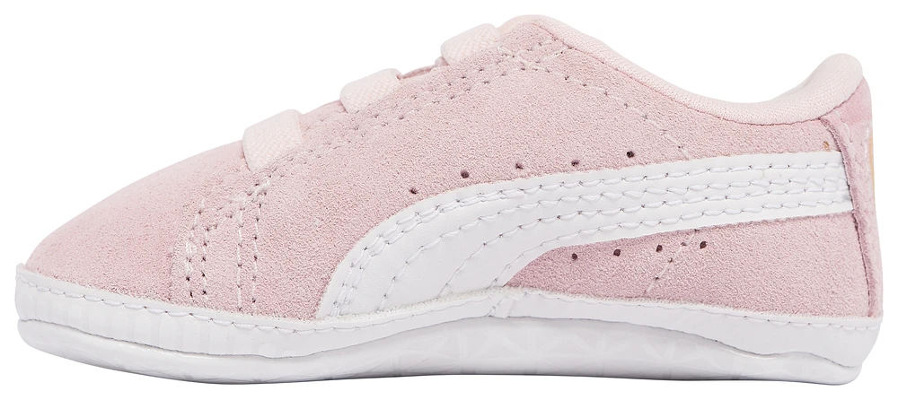 PUMA Girls Suede Crib - Girls' Infant Basketball Shoes White/Pink