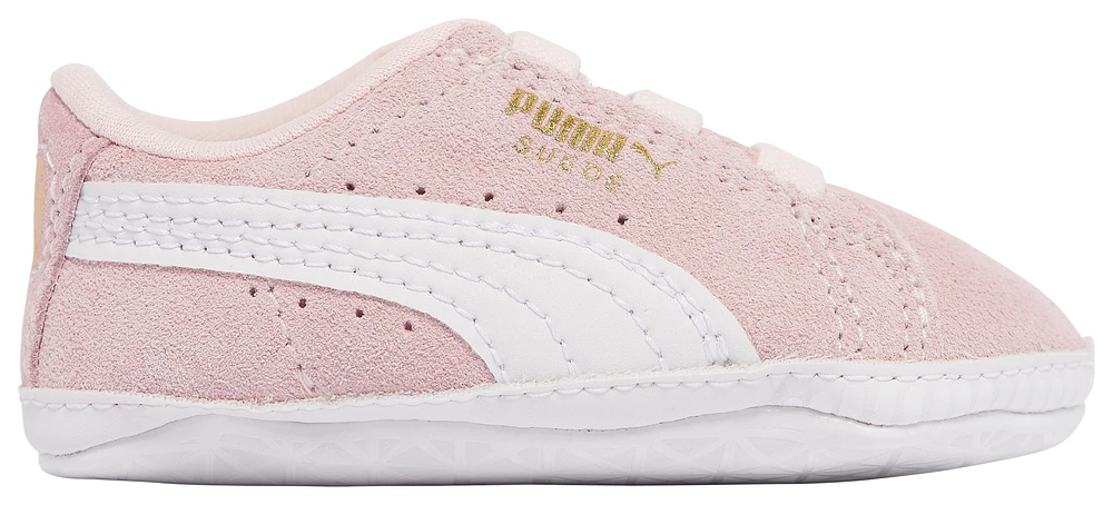 PUMA Girls Suede Crib - Girls' Infant Basketball Shoes White/Pink
