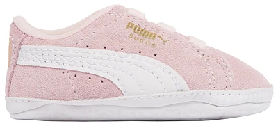 PUMA Girls Suede Crib - Girls' Infant Basketball Shoes White/Pink