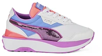 Puma Girls Cruise Rider Glitzy - Girls' Grade School Shoes White/Elektro Purple/Electric Orchid