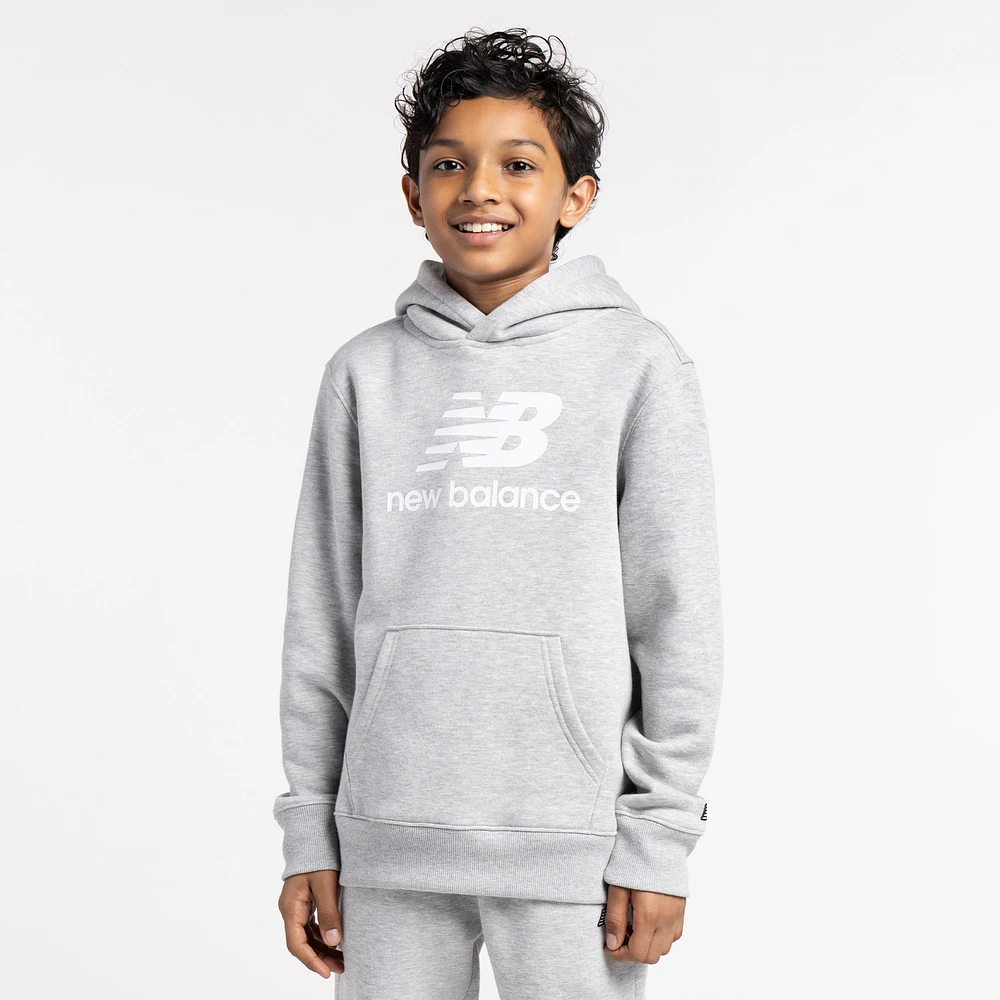 New Balance Boys Classic Fleece Hoodie - Boys' Grade School Grey Heather/White