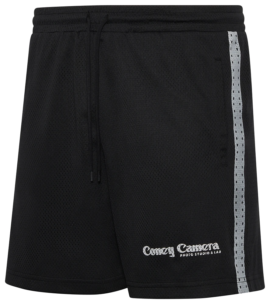 Coney Island Picnic Mens Camera 5.5" Mesh Shorts - Black/Black