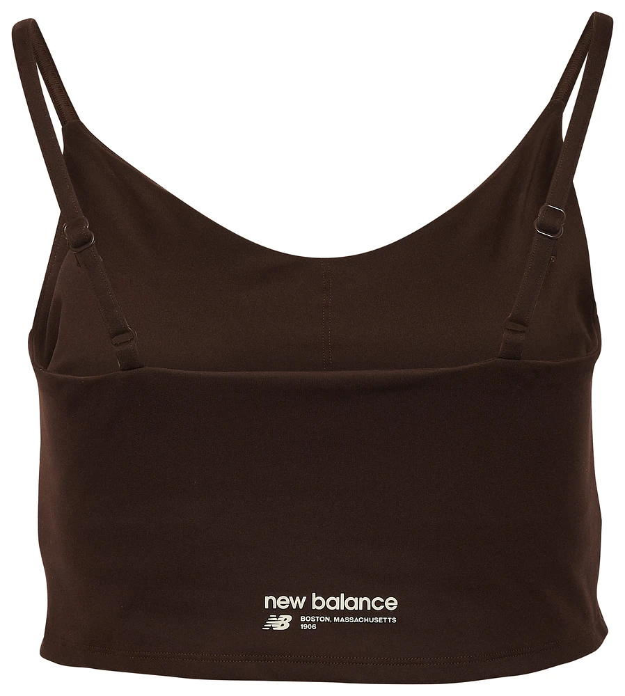 New Balance Womens Linear Heritage Soft Bra Top - Black/Black