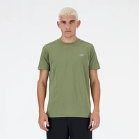 New Balance Mens Sport Essentials Run Short Sleeve T-Shirt - Dark Olivine/Dark Olivine