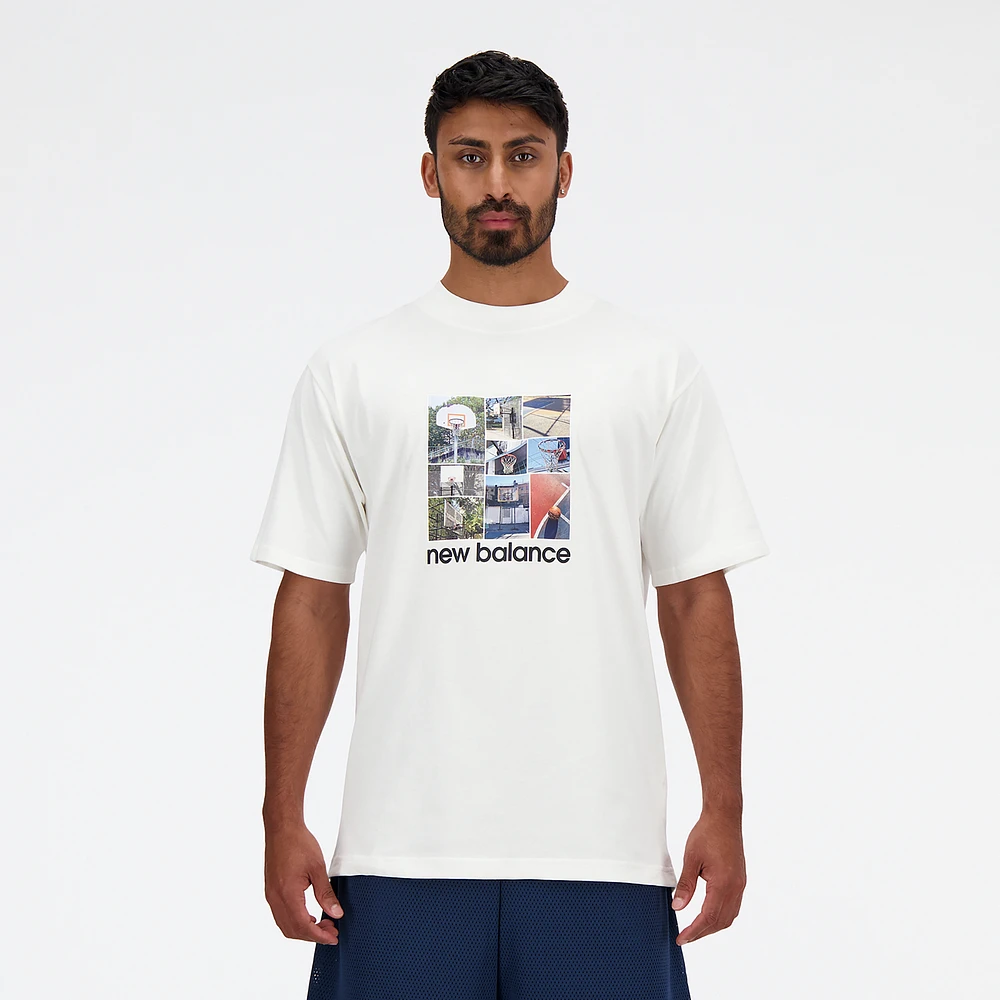 New Balance Mens New Balance Hoops Graphic T-Shirt - Mens White/Multi Size S