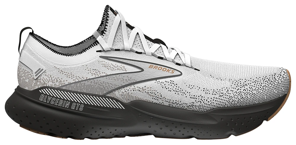 Brooks Mens Glycerin Stealthfit GTS 21 - Running Shoes White/Gray/Black