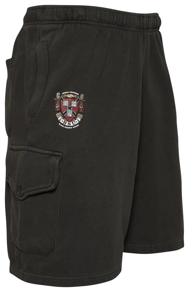 Cross Colours Mens Crest Fleece Shorts - Vintage Black
