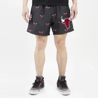 Pro Standard Mens Bulls Mini Logo Woven Shorts - Black/Black