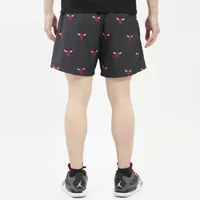 Pro Standard Mens Bulls Mini Logo Woven Shorts - Black/Black