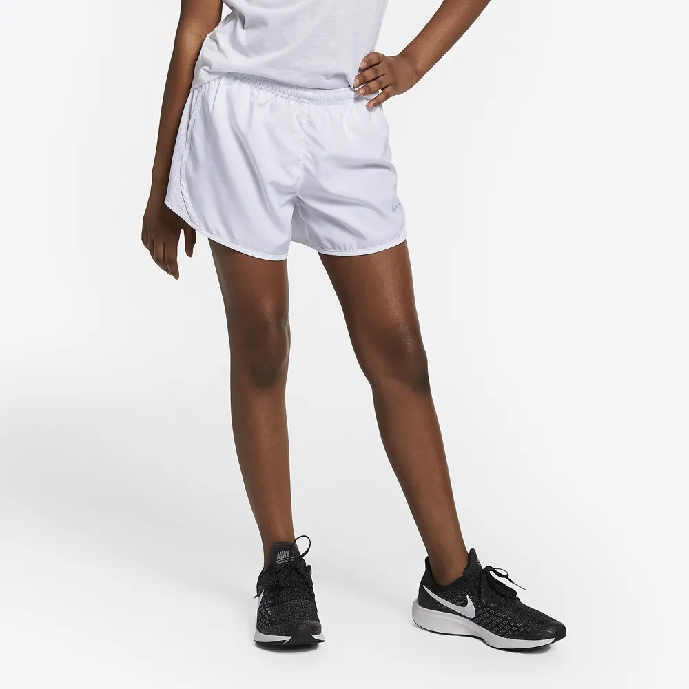 Nike Girls Tempo Shorts - Girls' Grade School White/White/White