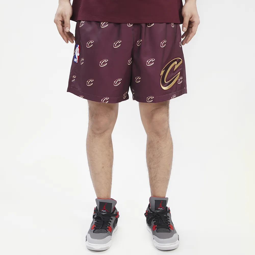 Pro Standard Mens Cavaliers Mini Logo Woven Shorts - Maroon/Maroon