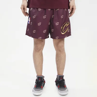 Pro Standard Mens Cavaliers Mini Logo Woven Shorts - Maroon/Maroon