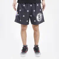 Pro Standard Mens Nets Mini Logo Woven Short - Black/Black