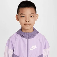 Nike Boys Nike Windrunner Jacket - Boys' Grade School White/Purple Size M