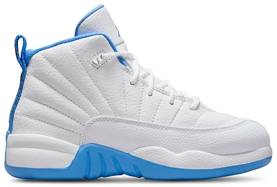 Jordan Boys Retro 12 - Boys' Preschool Shoes White/University Blue/Metallic Silver