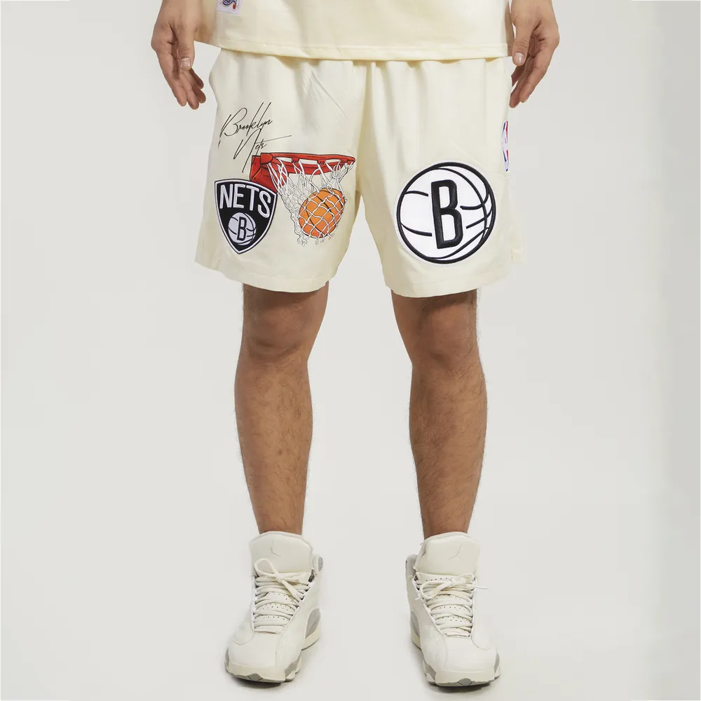 Pro Standard Mens Nets Cream Woven Shorts - Tan/Black