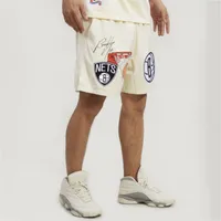 Pro Standard Mens Nets Cream Woven Shorts - Tan/Black
