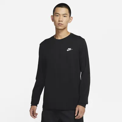 Nike Mens Club Long Sleeve T-Shirt - Black/White