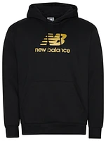 New Balance Mens Essentials Stacked Logo Hoodie - Black/Metallic Gold