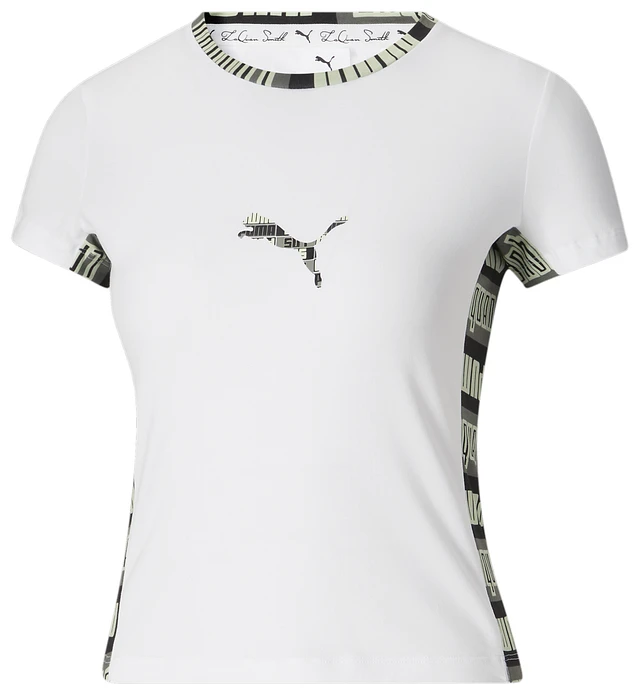 PUMA Womens X Sleeve Pueblo T-Shirt - LQS | Mall White/Black Long Cropped
