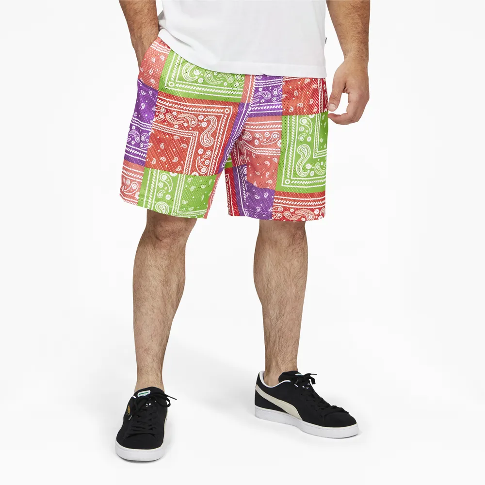 PUMA Mens Paisley Shorts - Orange/Multi