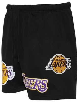 Pro Standard Mens Lakers NBA Button Up Mesh Shorts - Black