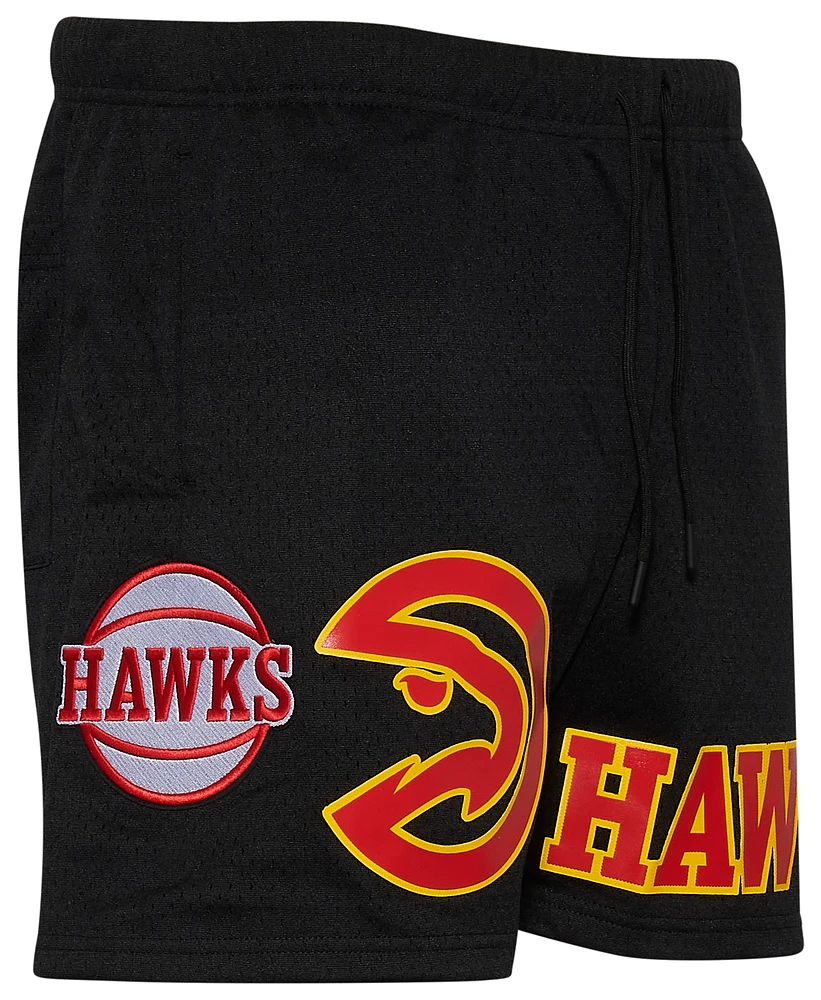Pro Standard Mens Pro Standard Hawks NBA Button Up Mesh Shorts - Mens Black Size L