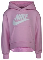 Nike Girls Club Fleece High Low Pullover - Girls' Preschool White/Pink