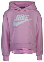 Nike Girls Nike Club Fleece High Low Pullover - Girls' Preschool White/Pink Size 6