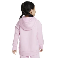 Nike Girls Nike Club Fleece High Low Pullover - Girls' Preschool White/Pink Size 6