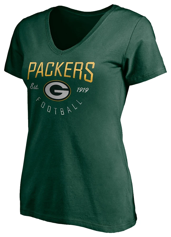 Fanatics Womens Packers Live For It V-Neck T-Shirt - Green