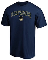 Fanatics Mens Brewers Logo Lockup T-Shirt - Navy/Navy