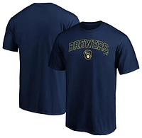 Fanatics Mens Brewers Logo Lockup T-Shirt - Navy/Navy