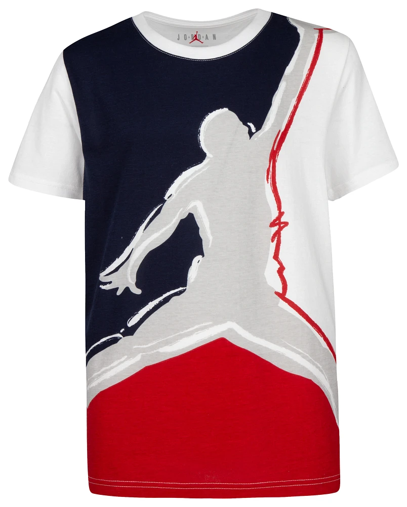 Jordan Boys Painted Jumpman T-Shirt - Boys' Grade School Blue/Red