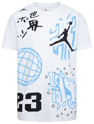 Jordan Boys AJ 9 1994 Globe T-Shirt - Boys' Grade School Carolina/White