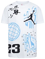 Jordan Boys Jordan AJ 9 1994 Globe T-Shirt - Boys' Grade School Carolina/White Size L