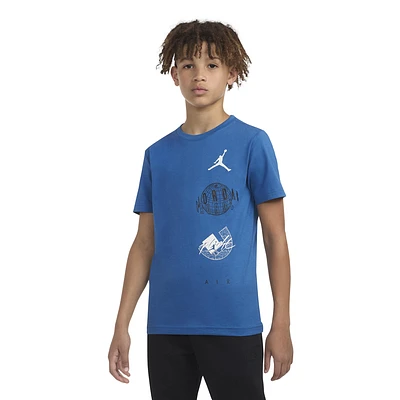 Jordan Boys Air Globe Short Sleeve T-Shirt - Boys' Grade School Blue/White