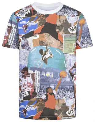 Jordan Boys Jordan Brooklyn Collage AOP S/S T-Shirt - Boys' Grade School Sail/Multi Size L