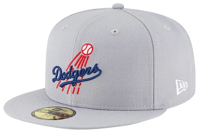 New Era Mens New Era Dodgers Cooperstown Logo 59Fifty Fitted Cap - Mens Grey/Grey Size 8