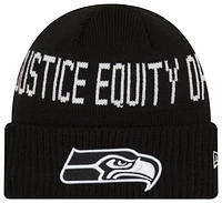 New Era Mens New Era Seahawks Social Justice Knit Cap - Mens Black/White Size One Size